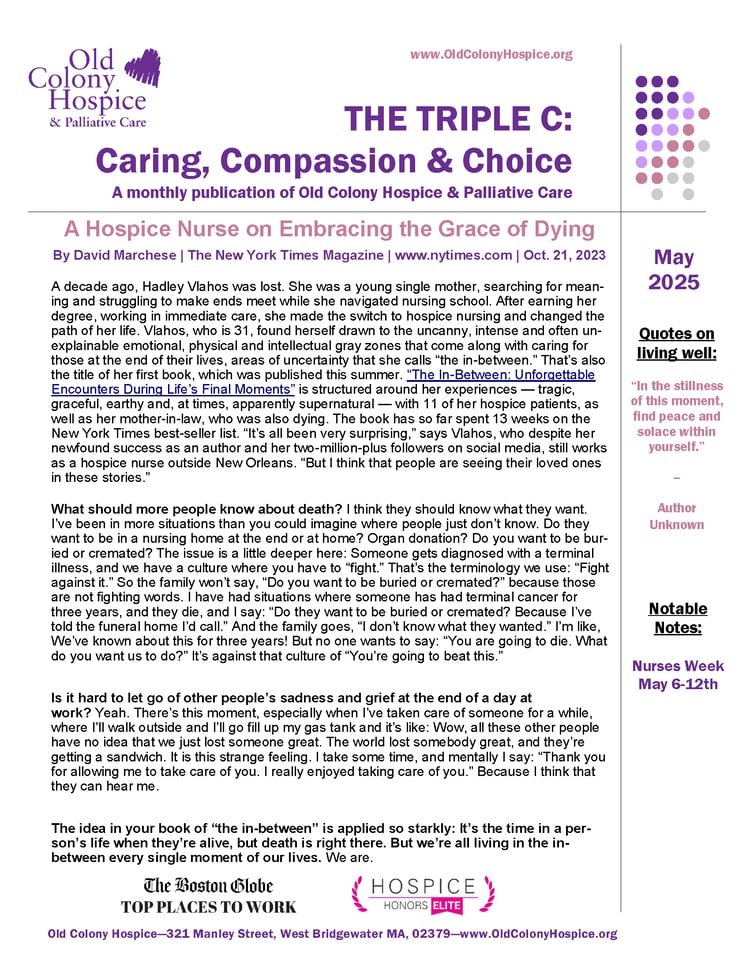 05-2025 May Triple C, A Hospice Nurse on Embracing the Grace of Dying_Page_1