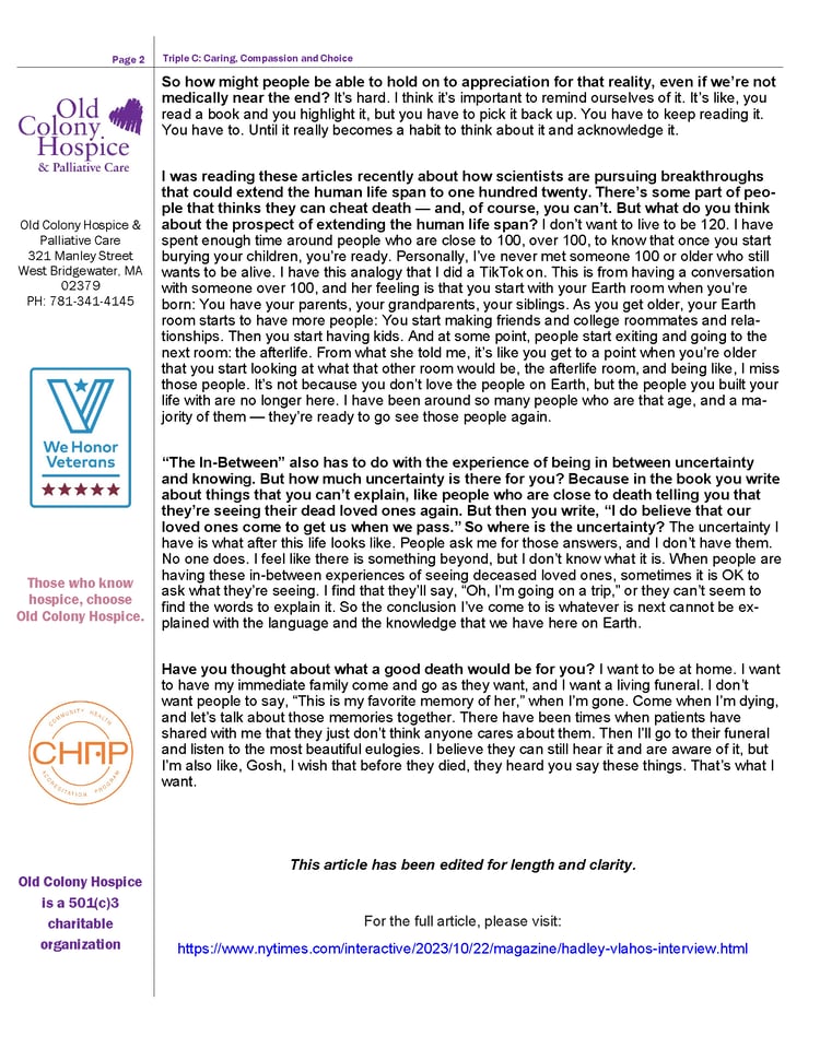 05-2025 May Triple C, A Hospice Nurse on Embracing the Grace of Dying_Page_2