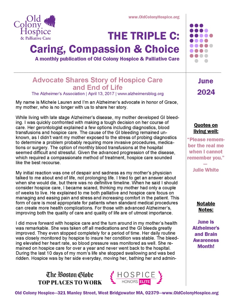 June 2024 Triple C, Advocate Shares Story of Hospice Care and End of Life_Page_1