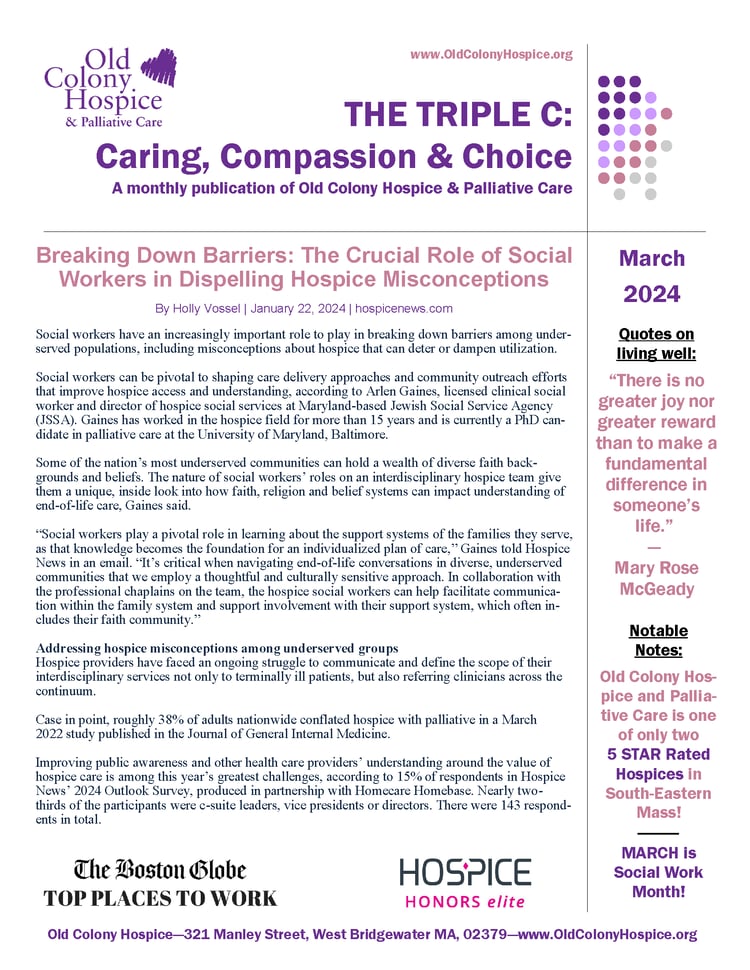 March 2024 Triple C, The Crucial Role of Social Workers in Dispelling Hospice Misconceptions_Page_1