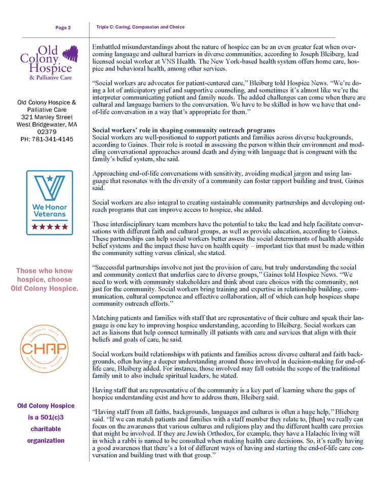 March 2024 Triple C, The Crucial Role of Social Workers in Dispelling Hospice Misconceptions_Page_2