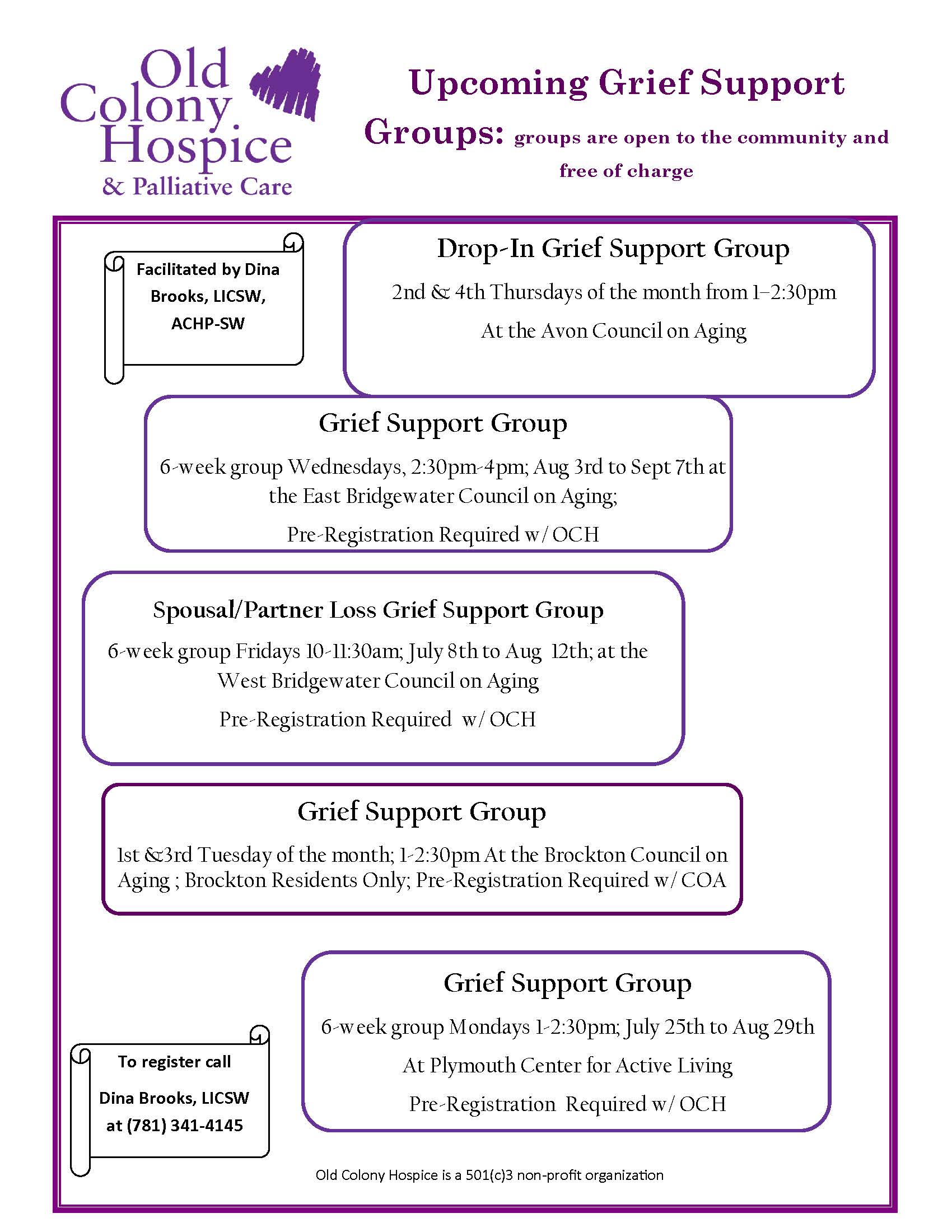 OCH Grief Support Group Flyer JULY AUG 2