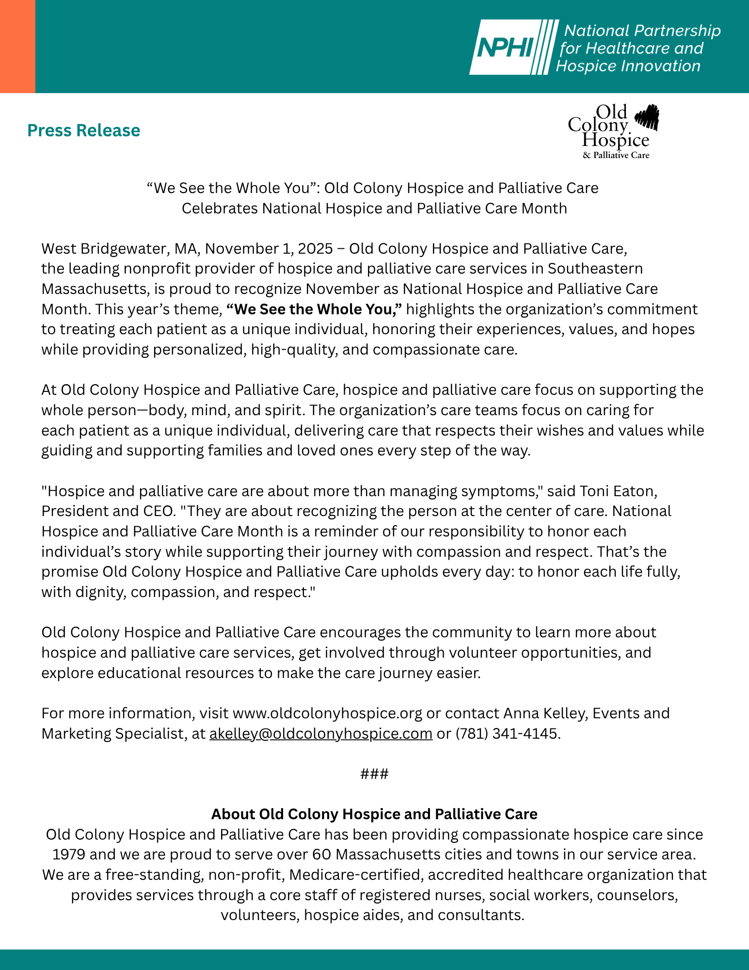 Press Release - Natl Hospice & PC Month 2025